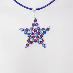 Pendant 40cm - Phoenix-Purple Leather - Pendant 40cm - Laiton argenté
